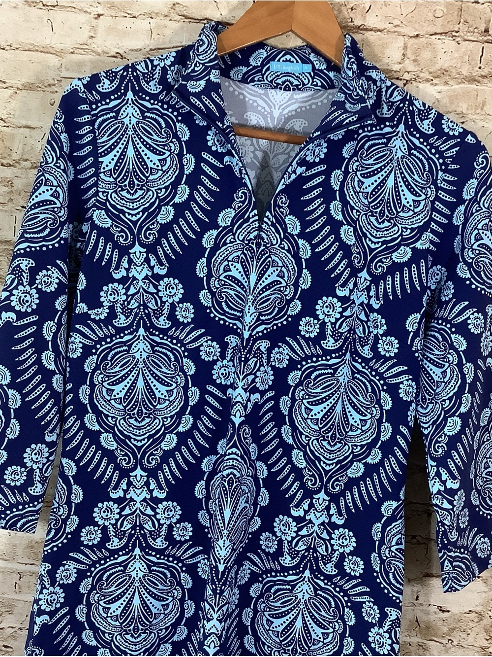 J. McLaughlin Blue Paisley-Print Midi Dress Catalina Cloth M Medium - Picture 3 of 4